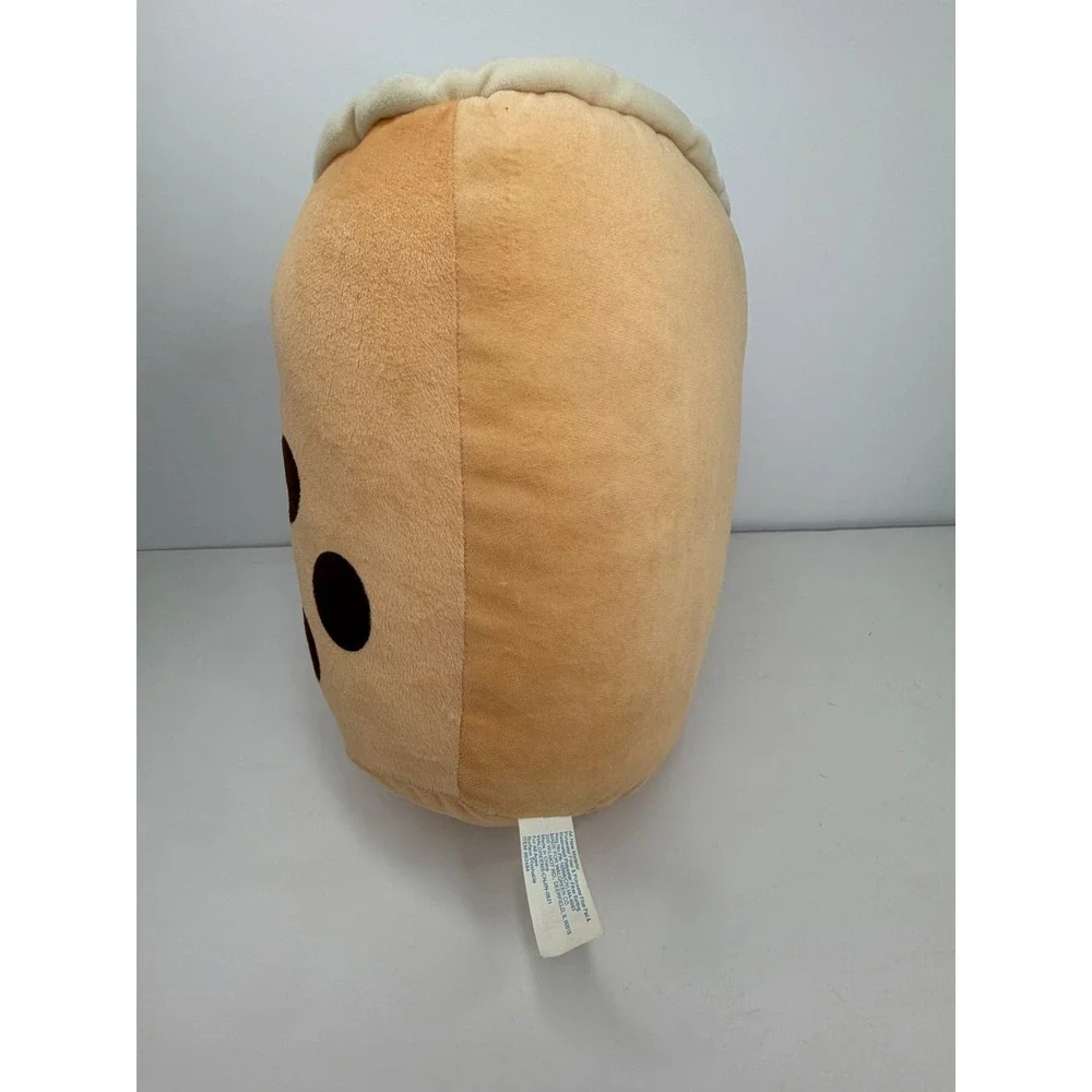 Boba Tea Plush 12 Inch Kawaii Bubble Milk Tea Stuffed Toy Tan Brown Heart Cheeks
